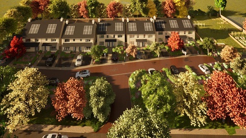 Artist impression aerial view of proposed new Tring development