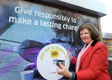 Councillor Margaret Griffiths at the recent tap to donate scheme launch