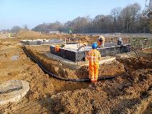 Services and waiting room block being installed at new West Herts Crematorium in Hemel Hempstead